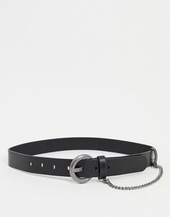 black waist & hip belt with silver chain