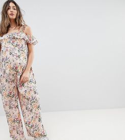 Jumpsuit With Ruffle Layer In Floral-Pink