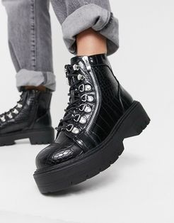 chunky hiker boots in black