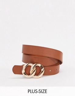 belt with double molten circle buckle in tan