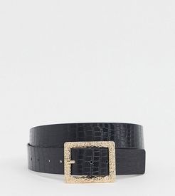 Exclusive waist and hip jeans belt faux in black faux croc