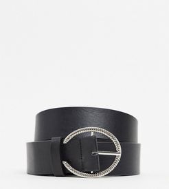 waist and hip belt in black with silver minimal round buckle