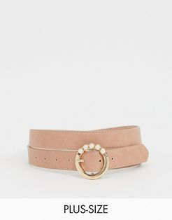 waist and hip jeans belt with buckle detail in pink