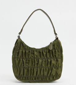 Exclusive ruched shoulder bag in khaki nylon-Green