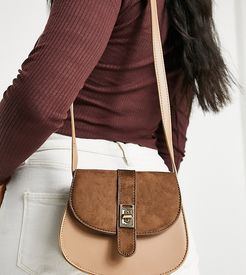 Exclusive saddle mini bag in tan colorblock-Multi