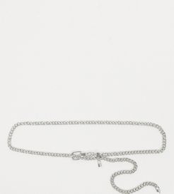 Exclusive waist and hip chunky chain belt in silver with padlock detail