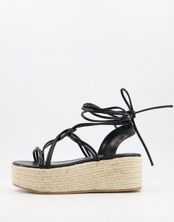 flatform espadrille sandals in black