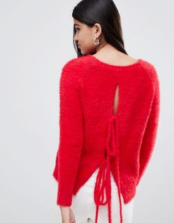longline sweater-Red