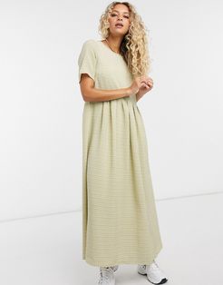 maxi smock dress in grid check-Green
