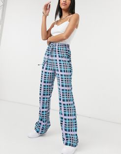 relaxed pants in plaid - part of a set-Purple