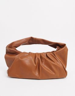 slouchy ruched shoulder bag in tan