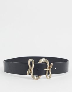 snake buckle waist and hip jeans belt in black