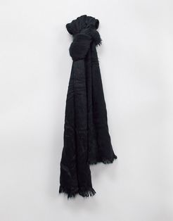 super soft oversized scarf with fringe edging in black
