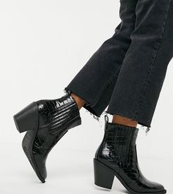 western boots in black croc