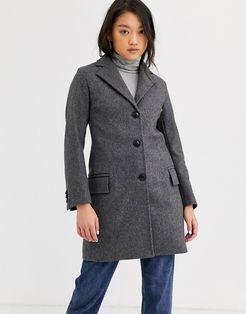 Chesterfield wool blend tailored coat-Grey