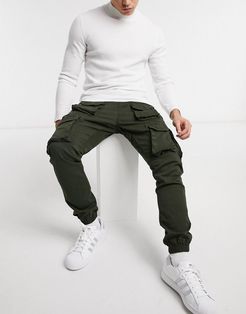 cargo pants with utility pockets in khaki-Green