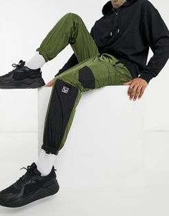 nylon cargo pants with pocket detail in khaki-Green