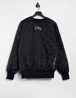 nylon quilted sweatshirt in black