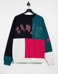 sweatshirt in color block black green and red