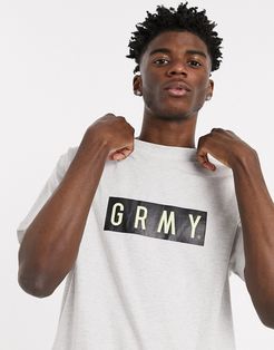 t-shirt with chest logo in gray marl-Grey