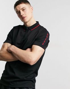 slim fit polo with side logo taping in black