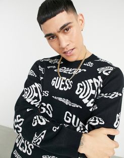 sweatshirt with all over logo in black