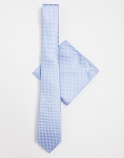 plain tie and pocket square set-Blues