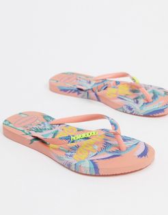 slim flip flops in summer print-Pink
