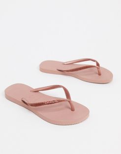slim velvet flip flops in rose-Pink