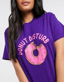 donut disturb pajama set t-shirt and legging short in purple