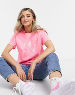 flower sketch oversized t-shirt in mint-Pink