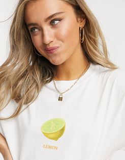 lemon slogan oversized t-shirt in white