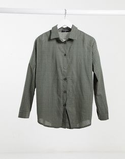 oversized checked shirt in gray-Multi