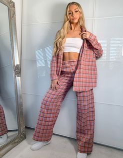 set pants in pink check-Multi