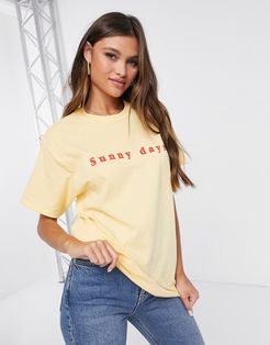 sunny days slogan oversized t-shirt in yellow