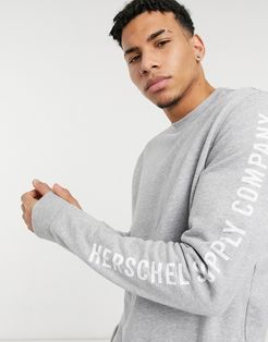 arm print crew neck sweatshirt-Grey