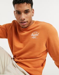 chest print crew neck sweatshirt-Orange