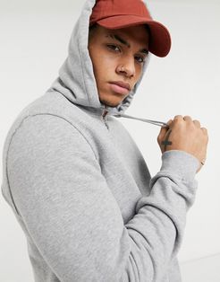zip through hoodie in gray-Grey