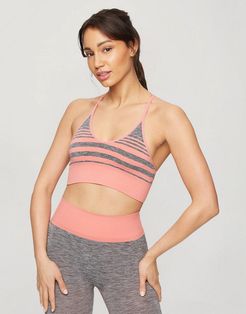 strappy sports bra in pink & heather gray