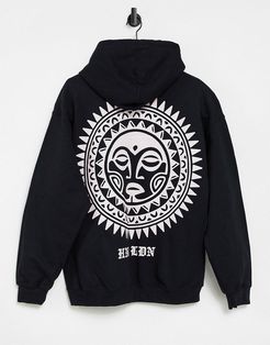 HNR LDN moon backprint hoodie-Black