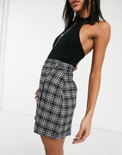 cord mini skirt in black plaid