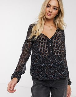 lace prairie blouse-Multi