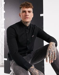 slim logo long sleeve shirt in black