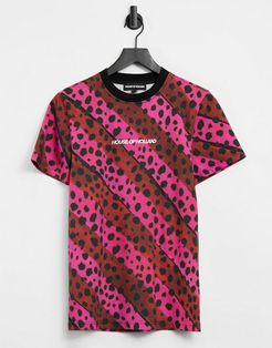 cheetah stripe oversized T-shirt in pink multi