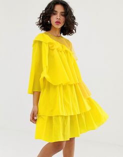 rip stop extreme frill dress-Yellow