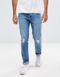 Skinny Jeans in Mid Blue-Blues