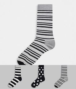HS By Happy Socks 3 pack socks in gift box-Black