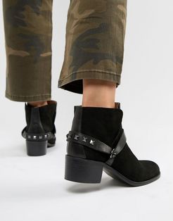 London Black Suede Western Ankle Boots