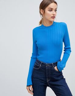 ribbed knitted top-Blues