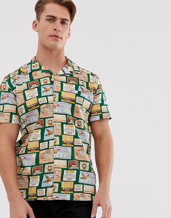 beermat all over print short sleeve shirt-Multi